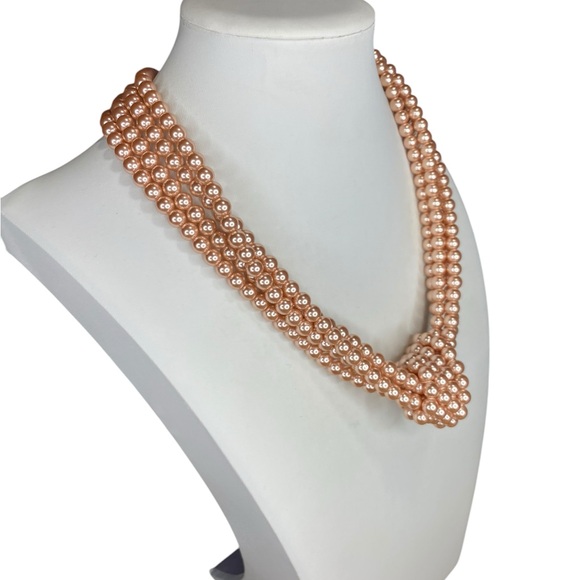 Charter Club Pink Glass Pearls Center Knot Pendant Necklace - Picture 2 of 4